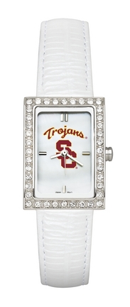USC Trojans Women's Allure Watch with White Leather Strap