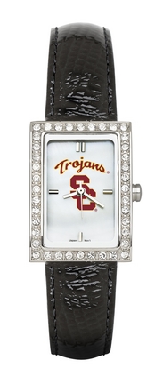 USC Trojans Women's Allure Watch with Black Leather Strap