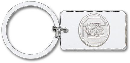 South Carolina Gamecocks Sterling Silver Oval "C" Gamecock on Nickel Plated Key Chain