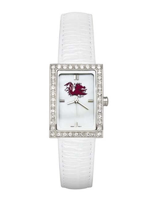 South Carolina Gamecocks Women's Allure Watch with White Leather Strap