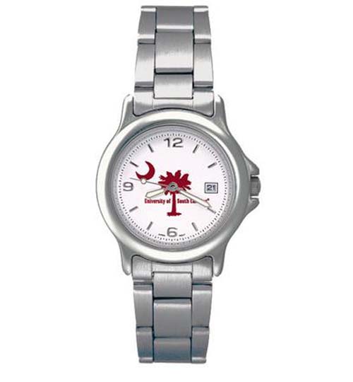 South Carolina Gamecocks NCAA "Palm / Moon" Women's Chrome Varsity Watch with Stainless Steel Strap