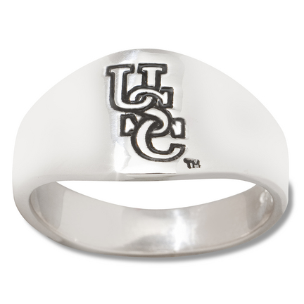 South Carolina Gamecocks Logo Men's Enamel Sterling Silver Band Ring (Size 12)