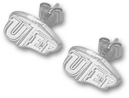 Texas (El Paso) Miners 3/8" "UTEP" Post Earrings - Sterling Silver Jewelry