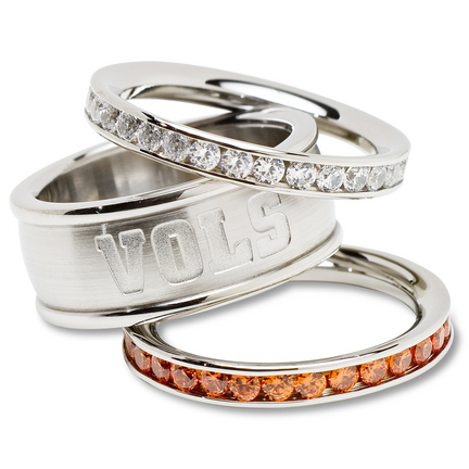 Tennessee Volunteers Logo Crystal Stacked Ring Set (Size 7)