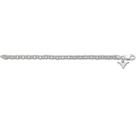 Texas Longhorns 1/4" Solid "Longhorn" on 6 mm Rollo Bracelet - Sterling Silver Jewelry