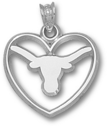 Texas Longhorns "Longhorn" Heart Pendant - Sterling Silver Jewelry
