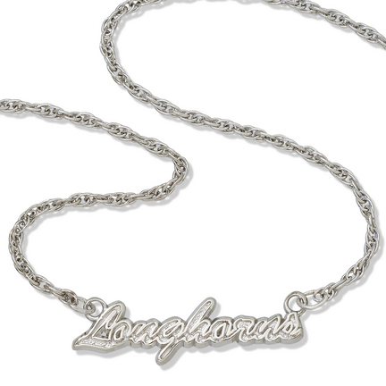 Texas Longhorns 18" "Longhorns" Script Necklace - Sterling Silver Jewelry
