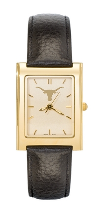 Texas Longhorns Gold Plated Women's Elite Dress Watch with Leather Strap