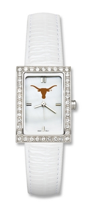 Texas Longhorns Women's Allure Watch with White Leather Strap