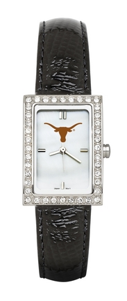 Texas Longhorns Women's Allure Watch with Black Leather Strap
