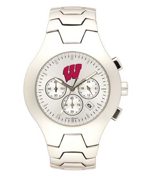 Wisconsin Badgers NCAA Men's Hall of Fame Watch with Stainless Steel Bracelet