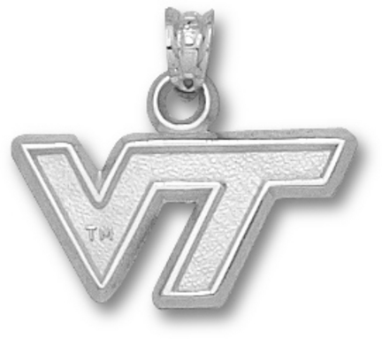 Virginia Tech Hokies "VT" 3/8" Pendant - Sterling Silver Jewelry