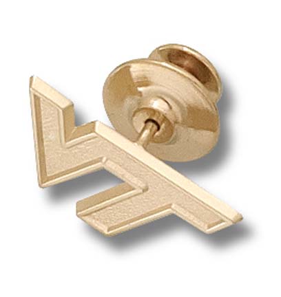 "Virginia Tech Hokies ""VT"" 3/8"" Lapel Pin - 14KT Gold Jewelry"