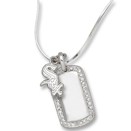 Chicago White Sox "Sox" on Sterling Silver Mini Dog Tag Necklace