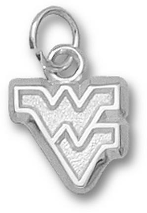 West Virginia Mountaineers Outlined "WV" 3/8" Charm - Sterling Silver Jewelry