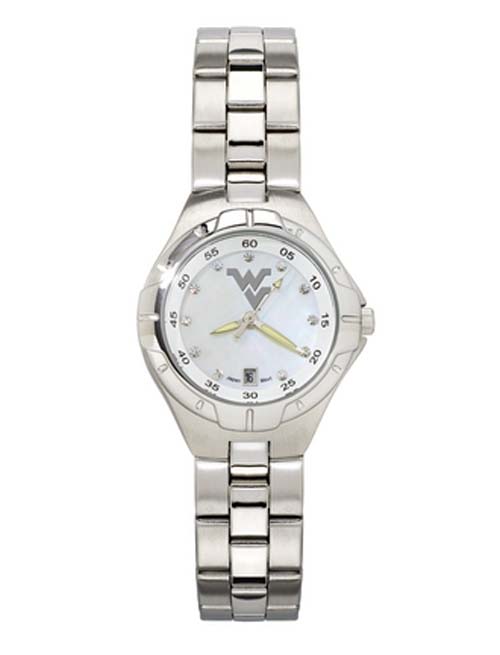 West Virginia Mountaineers "WV" Woman's Bracelet Watch with Mother of Pearl Dial