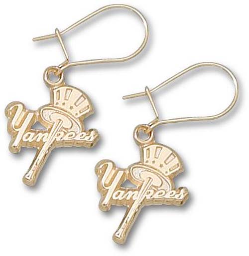 New York Yankees "Yankees Bat / Hat" Dangle Earrings - 14KT Gold Jewelry