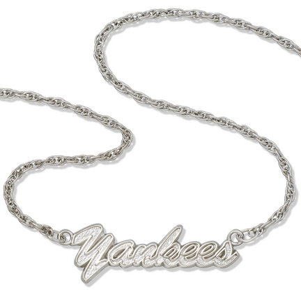 New York Yankees 18" "Yankees" Script Necklace - Sterling Silver Jewelry