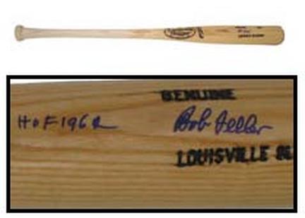 Bob Feller Autographed Natural Baseball Bat with "HOF 1962" Inscription