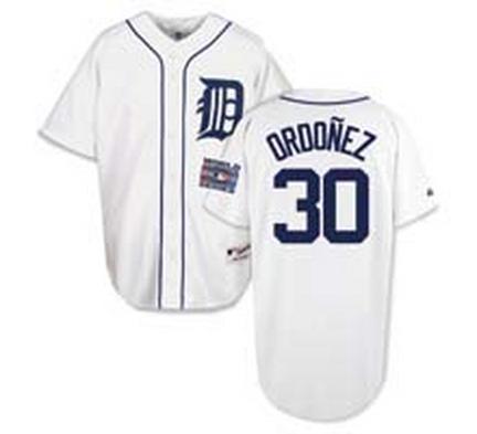 Magglio Ordonez Detroit Tigers #30 Authentic Majestic Athletic Cool Base MLB Baseball Jersey (Home White, Size 52)