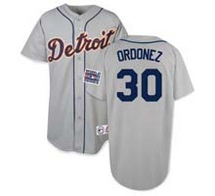 Magglio Ordonez Detroit Tigers #30 Authentic Majestic Athletic Cool Base MLB Baseball Jersey (Road Gray)