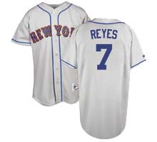 Jose Reyes New York Mets #7 Authentic Majestic Athletic Cool Base MLB Baseball Jersey (Road Gray Size 56)