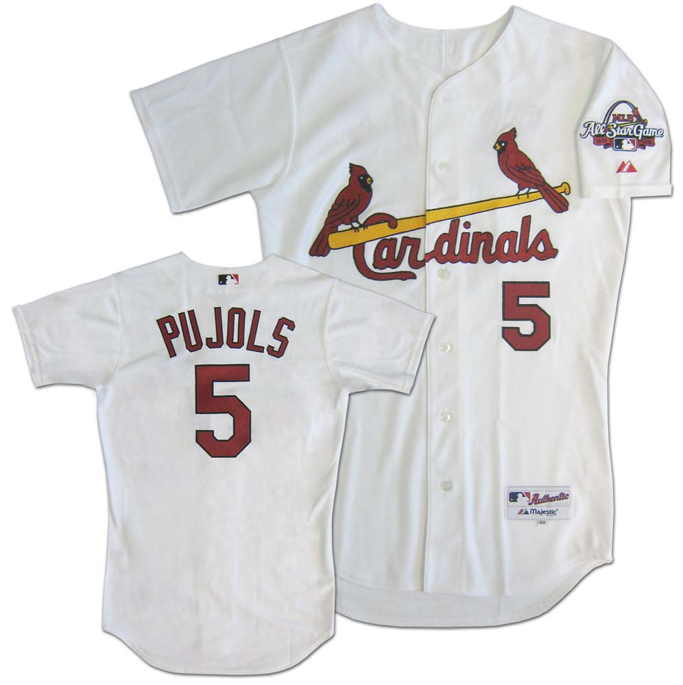 Albert Pujols St. Louis Cardinals #5 Authentic Majestic Athletic Cool Base MLB Baseball Jersey (Home White, Size 52)