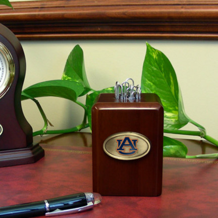 Auburn Tigers Wood Paper Clip Holder