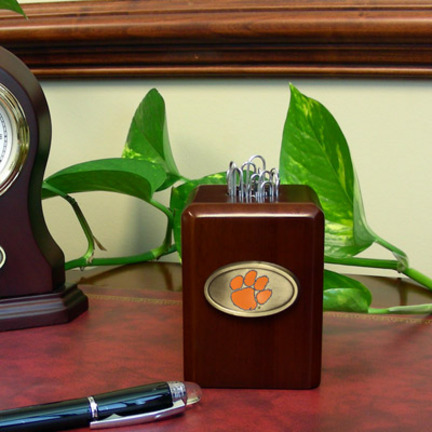 Clemson Tigers Wood Paper Clip Holder