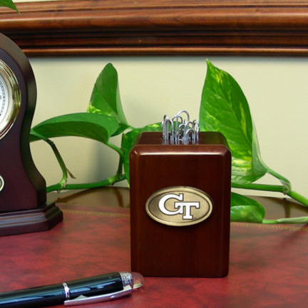 Georgia Tech Yellow Jackets  Wood Paper Clip Holder