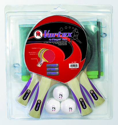 Martin Kilpatrick "Vortex" 4-Player Table Tennis Racket and Ball Set