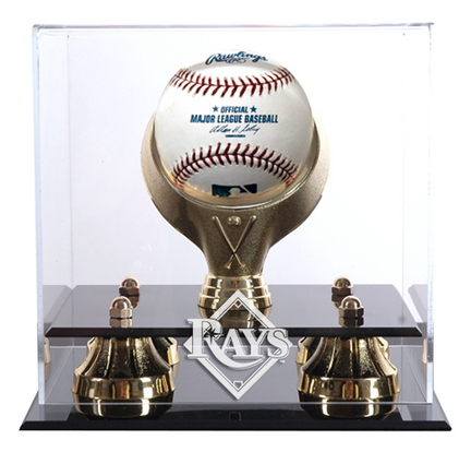 Golden Classic (BH-4 Gold Ring) Baseball Display Case with Tampa Bay Rays Logo