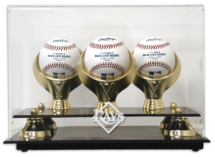 Golden Classic 3-Baseball Display Case with Tampa Bay Rays Logo