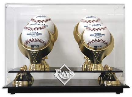 Golden Classic 4-Baseball Display Case with Tampa Bay Rays Logo