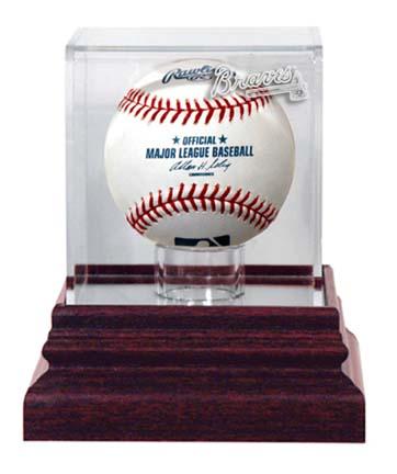 Atlanta Braves Antique Mahogany Base Baseball Display Case