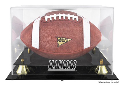 Illinois Fighting Illini Golden Classic Logo Football Display Case with Mirror Back