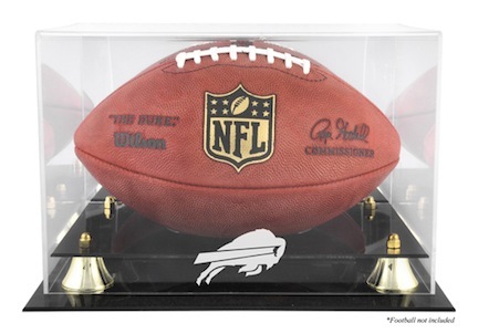 Golden Classic Football Display Case with Buffalo Bills Logo