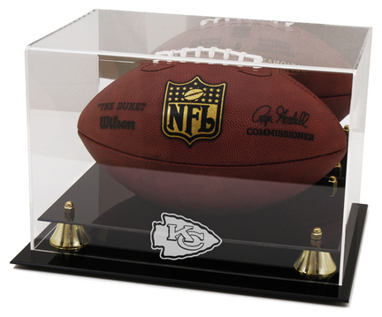 Golden Classic Football Display Case with Kansas City Chiefs Logo