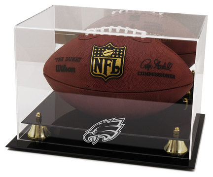 Golden Classic Football Display Case with Philadelphia Eagles Logo