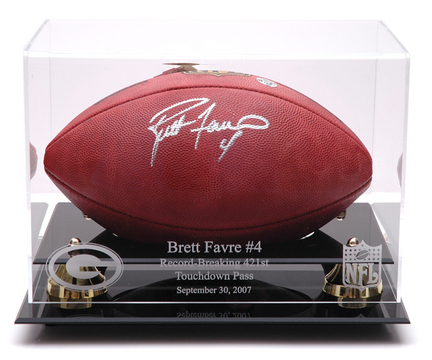 Brett Favre Golden Classic Football Display Case with Touch Down Record Logo