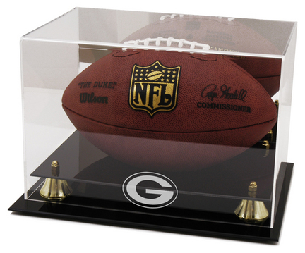 Golden Classic Football Display Case with Green Bay Packers Logo