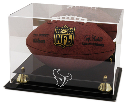 Golden Classic Football Display Case with Houston Texans Logo