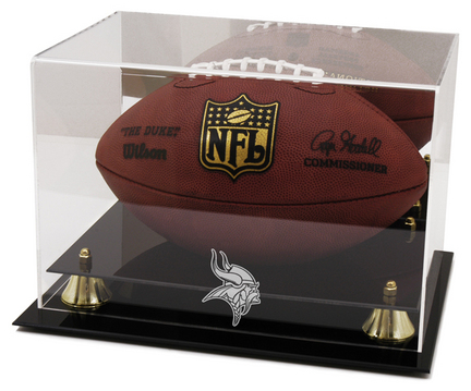 Golden Classic Football Display Case with Minnesota Vikings Logo