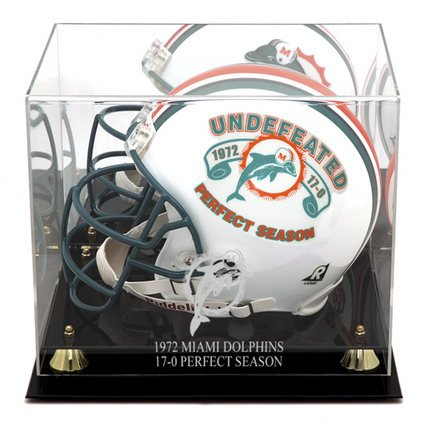 Golden Classic Full Size Helmet Display Case with 1972 Miami Dolphins Perfect Season Logo