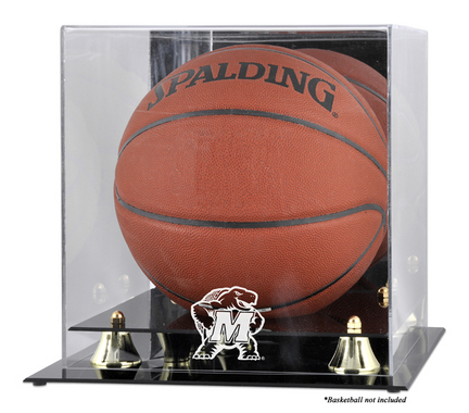 Maryland Terrapins Golden Classic Logo Basketball Display Case with Mirror Back