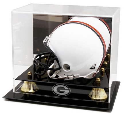 Georgia Bulldogs Logo Golden Classic Mini Helmet Display Case