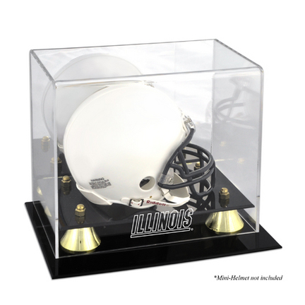 Illinois Fighting Illini Golden Classic Logo Football Mini Helmet Display Case