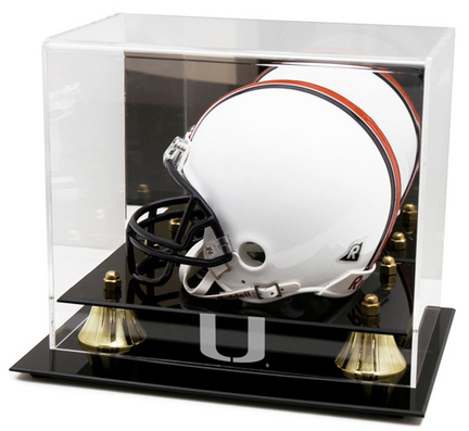Miami Hurricanes Logo Golden Classic Mini Helmet Display Case