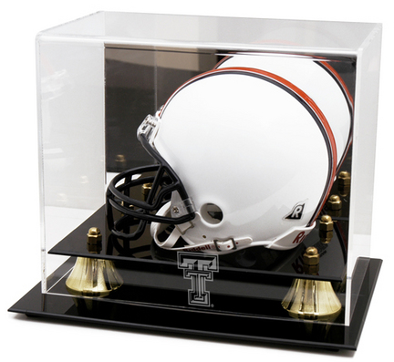 Texas Tech Red Raiders Logo Golden Classic Mini Helmet Display Case