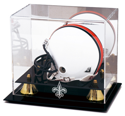 Golden Classic Mini Football Helmet Case with New Orleans Saints Logo